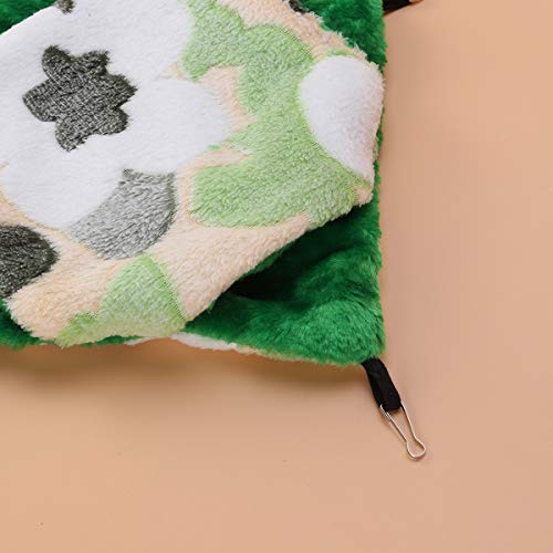 Balacoo 小動物用 ハンモック チンチラ フェレット ハンモック 二重層 ハンモック 寝袋 ハンギングベッド ケージのおもちゃ フェレットチンチラ 小動物 ハウス（18 x 18 cm、緑）