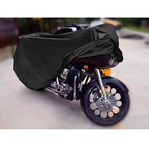 ATiC オートバイカバー バイクカバー バイク車体カバー 防水 耐熱 溶けない 厚手 オックス210D 収納袋付き Black