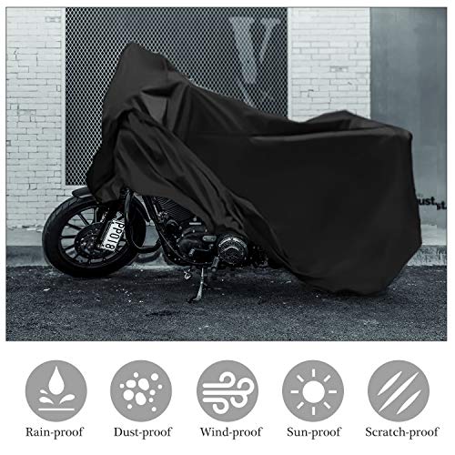 ATiC オートバイカバー バイクカバー バイク車体カバー 防水 耐熱 溶けない 厚手 オックス210D 収納袋付き Black