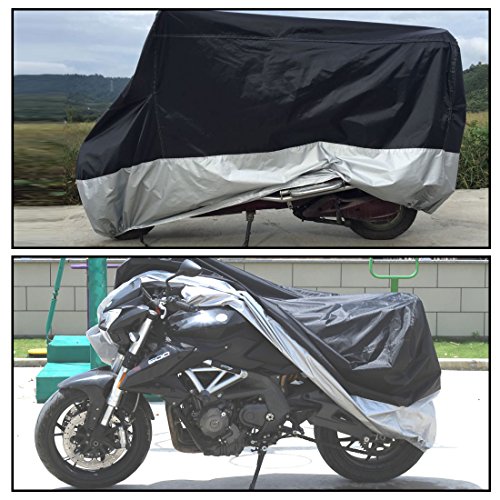 IRYPULSEバイクカバー　オートバイカバー　UVカット　高品質　丈夫　防水　防塵　防風　収納袋付き　ブラックとシルバー　295×110×140(3XL)