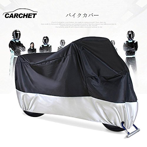 バイクカバー-CARCHET車体カバー レインカバー 防水 耐熱 防塵 オートバイカバー　UVカット 盗難防止 風飛び防止 収納袋付き　ブラック XL