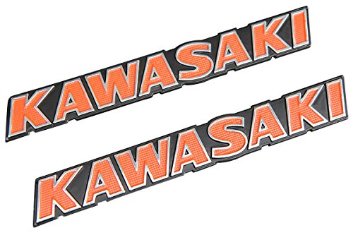 【416】 カワサキ旧ロゴ カラータンクエンブレム オレンジ 2枚セット EBM-KAWASAKI-OR EBM-KAWASAKI-OR