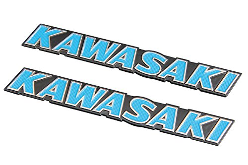 【412】 カワサキ旧ロゴ カラータンクエンブレム ブルー 2枚セット EBM-KAWASAKI-BL EBM-KAWASAKI-BL