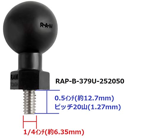 RAM MOUNTS(ラムマウント) マウント部 カメラマウント（ベース無し）（1/4”-20x0.50） RAP-B-379U-252050