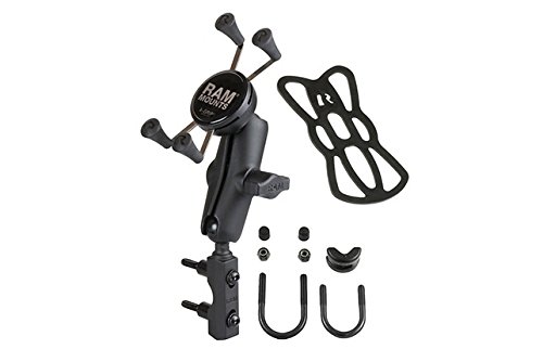 RAM MOUNTS(ラムマウント) マウントセット Xグリップ&ブレーキ/クラッチリザーバーベース スマートフォン用 テザー付き ブラック RAM-B-174-UN7U