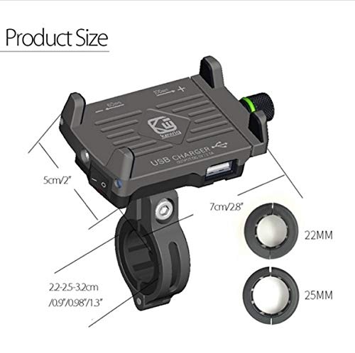 二輪車用 USB付き アルミ製スマホホルダー ブラック MM50-0413-BK
