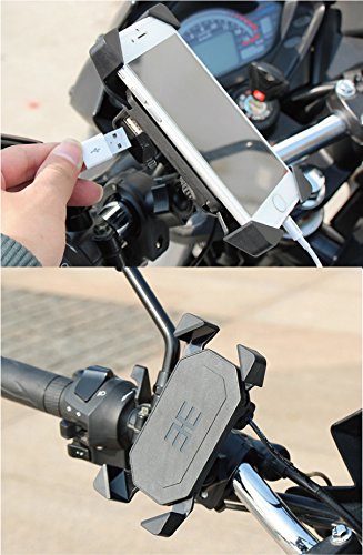 USBソケット 一体型携帯ホルダー マウントセット 防水キャップ付 USB バイクホルダー