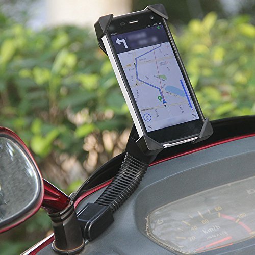 MyArmor バイク/スクーター バックミラー用 スマートフォンホルダー バイクホルダー アーム付き マルチバーホルダー不要！360度回転 3.5～6インチスマホ/タブレット/GPS対応 一年保証付（ブラック） (バイクホルダー)