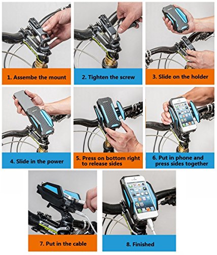 Eximtrade 自転車 電話ホルダー 電池 6000mAh 充電器 iOS Android スマートフォン GPS 脱落防止 多機種対応