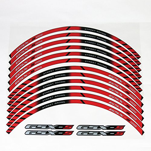 GSX-S1000/F専用デザイン カスタムリムデカールステッカーセット 赤 前後輪1台分 全2色カラーラインナップ