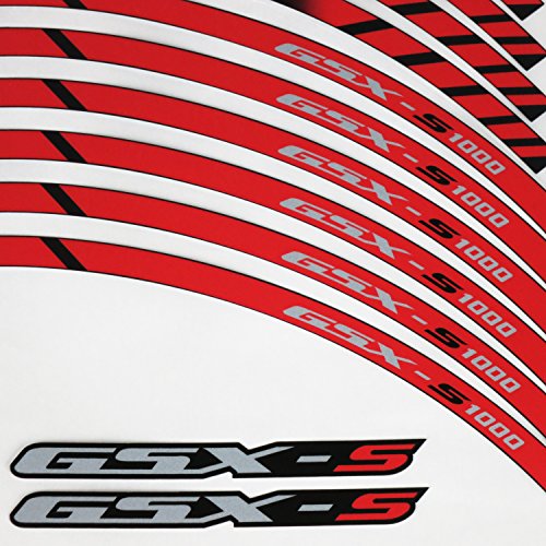 GSX-S1000/F専用デザイン カスタムリムデカールステッカーセット 赤 前後輪1台分 全2色カラーラインナップ