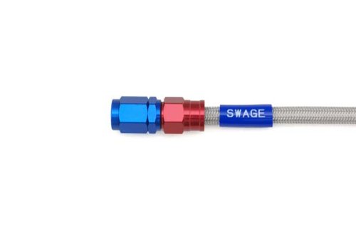 SWAGE LINE(スウェッジライン) イージーオーダーブレーキホース 汎用ホース ストレートフィッティング アルミ(レッド/ブルー) クリアホース 675mm SAK-1010M-0675