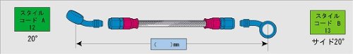 SWAGE LINE(スウェッジライン) イージーオーダーホース 汎用ホース ステンレス ブラックスモークホース バンジョーアダプター付属(20度+サイドベント20度) 900mm STKB-1213M-0900