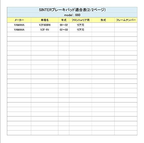 シンター(SINTER)バイク用ブレーキパッド660 フロント:ヤマハ リア :ヤマハ 72-660-080-0