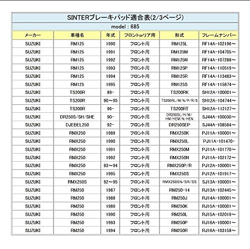 シンター(SINTER)バイク用ブレーキパッド685 フロント用 : ヤマハ/スズキ/カワサキ/CAGIVA 72-685-080-0