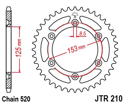 JT Sprockets ブラックスプロケット リア用42T■XR250 XR250BAJA (90-) XR230 CRM250AR CR125/250 CRF250 SL230 XR250モタード/XR400(96-) 　　JTR210.42T