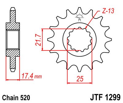 JT Sprockets　フロントスプロケット　14T　ホーネット250 VTR250/F ゼルビス JADE（ジェイド） Vツインマグナ250 JT-F1299.14