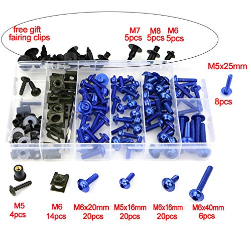 汎用ボルトセット カウル用ボルトM5 M6 M7 M8 フェアリングボルトセット (ブルー)