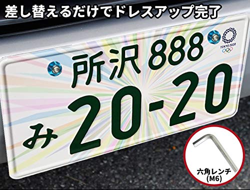 【COTRAX】 ナンバーボルト 軽量 アルミ 製 ナンバープレート ボルト ワッシャー + ステンレス M6 ネジ バイク　自動車 な汎用パーツ ホイールタイプ 2個セット(スカイブルー)