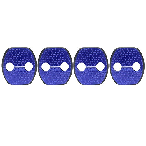 適合Nissan ニッサンドア ロックカバー ドアストライカーカバー 青色の高輝度反射4個セットNissan 汎用