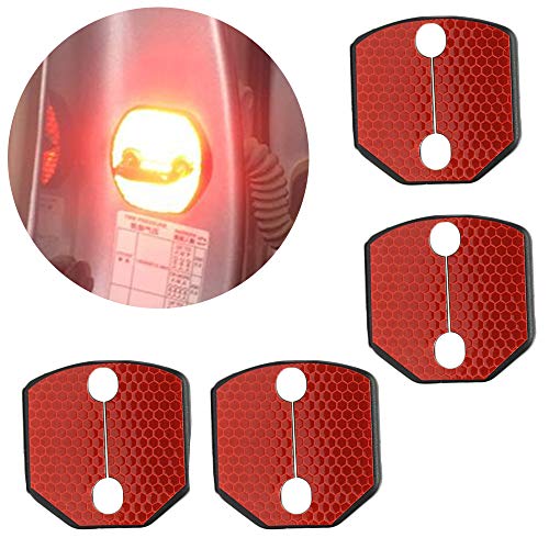 4ピース車の静止アクセサリードアストライカーカバー用ボルボS60 s90 v40 v50 v60 v70 v90 xc60 xc70 xc90車のドアロック保護装飾カバー付き赤い反射ステッカー