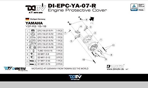 Dimotiv DMV エンジンプロテクター カバー 右側Engine Protective Cover (Right Side)  YAMAHA YZF-R25 / YZF-R3 ゴールド DI-EPC-YA-07-R-G