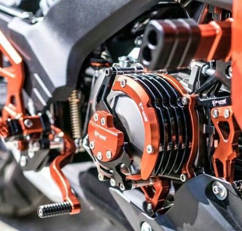 CORANGE 川崎Z125 Z 125プロミニモーター用CNCアルミモーターサイクルエンジンガードサイドプロテクターカバーキット (赤)