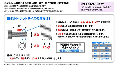 ポッシュ(POSH) フランジ付ロックナット ステンレス ブラック 2個入 M8 900158-K2