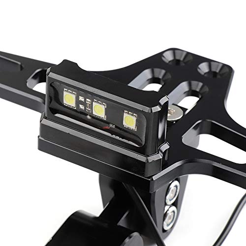 バイク用 フェンダーレス kemimoto ナンバープレート フェンダーレス ホルダー 角度調整 LEDライト付き 汎用 ブラック