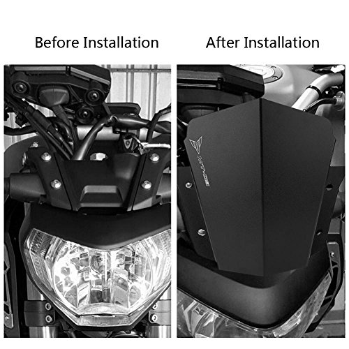 Kimiss オートバイ、バイクの改造 ブラック フロントガラス ウィンドスクリーン プロテクター デフレクター ヤマハMT-09 2014-2016用