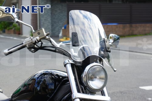 ai-NET バイク用スクリーン メーターバイザー 中型タイプ クリアスクリーン 風防 汎用 6ヶ月保証付