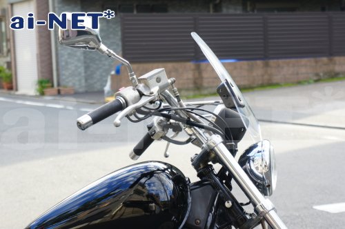 ai-NET バイク用スクリーン メーターバイザー 中型タイプ クリアスクリーン 風防 汎用 6ヶ月保証付
