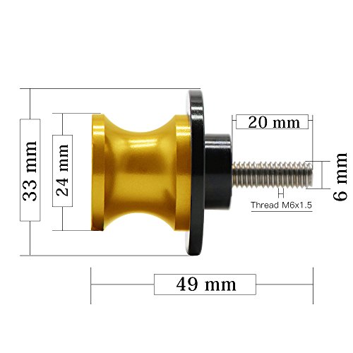 YZF 6MM M6 *1.5 アルミボビン、ディスク オートバイ スイングアームスライダー For Yamaha YZF R1 R25 R125 R3 R6 R6S 600R 1000(黒)