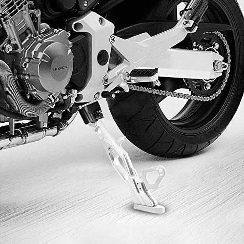 サイドスタンド オートバイ・バイク用 キックスタンド プレート パッド エンド シルバー アルミニウム合金制 調整可能