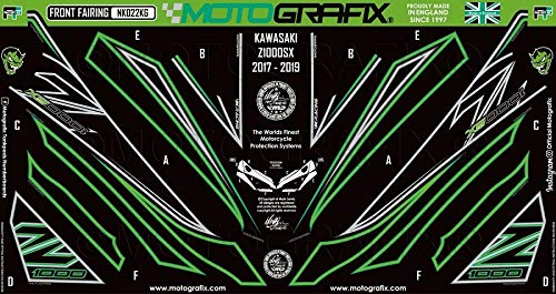 MOTOGRAFIX(モトグラフィックス) FRONT BODY PAD KAWASAKI Z1000SX(17-19) ブラックwithグレー、グリーン&メタリックシルバー MT-NK022KG