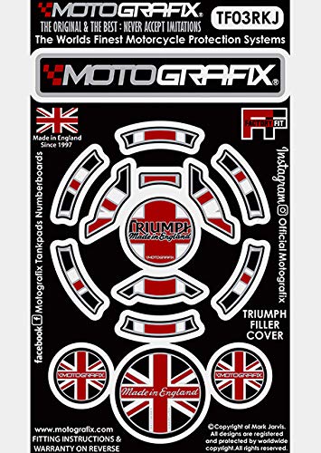 MOTOGRAFIX(モトグラフィックス) FUEL CAP KIT TRIUMPH Tiger/Explorer/765(18-) ユニオンジャック style/ブラック、ホワイト、レッド、メタリックシルバー MT-TF03RKJ