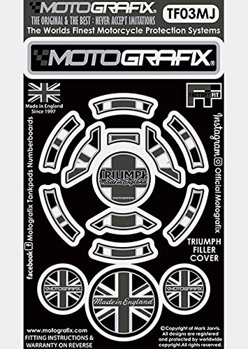 MOTOGRAFIX(モトグラフィックス) FUEL CAP KIT TRIUMPH Tiger/Explorer/765(18-) ユニオンジャック style/ブラック、ホワイト、グレー、メタリックシルバー MT-TF03MJ