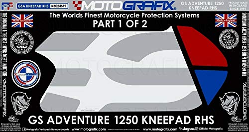 MOTOGRAFIX(モトグラフィックス) KNEE BODY PAD 右側 BMW R1250GS Adventure(19-) ホワイトwithレッド、ブルー&メタリックシルバー MT-KB024SP1