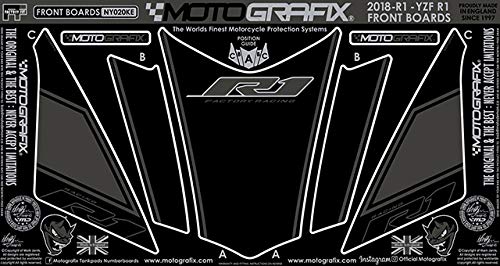 MOTOGRAFIX(モトグラフィックス) FRONT BODY PAD YAMAHA YZF-R1(18/19) ブラック/グレー、メタリックシルバー MT-NY020KE