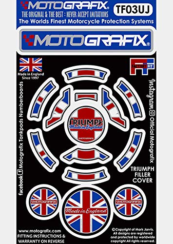 MOTOGRAFIX(モトグラフィックス) FUEL CAP KIT TRIUMPH Tiger/Explorer/765(18-) ユニオンジャック style/ブラック、ホワイト、レッド、ブルー、メタリックシルバー MT-TF03UJ