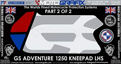 MOTOGRAFIX(モトグラフィックス) KNEE BODY PAD 左側 BMW R1250GS Adventure（19-） ホワイトwithレッド、ブルー＆メタリックシルバー MT-KB024SP2