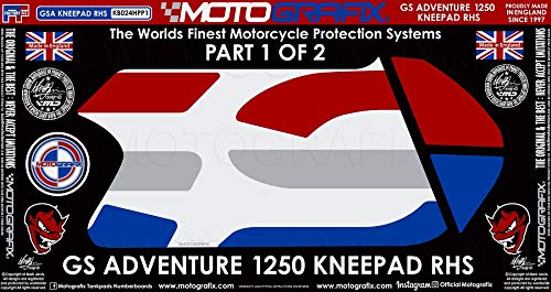 MOTOGRAFIX(モトグラフィックス) KNEE BODY PAD 右側 BMW R1250GS Adventure(19-) (Rallye HP Special Edition) ホワイトwithブルー、レッド&メタリックシルバー MT-KB024HPP1