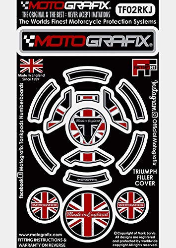 MOTOGRAFIX(モトグラフィックス) FUEL CAP KIT TRIUMPH Tiger/Explorer/765(18-) ユニオンジャック style/ブラック、ホワイト、レッド、メタリックシルバー MT-TF02RKJ