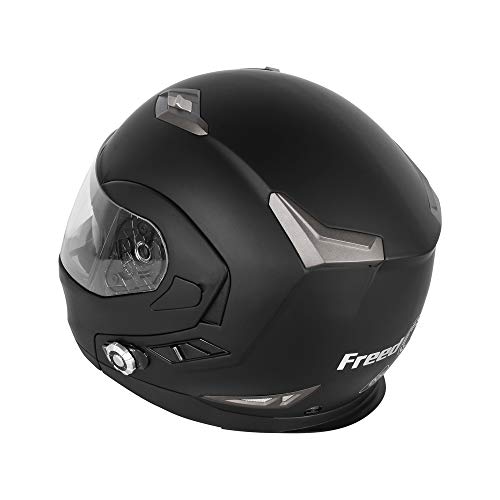 システムヘルメット ブルートゥース付き フルフェイスヘルメット フリップアップヘルメット バイクヘルメット ハンズフリー通話/GPS/音楽再生/FMなどに対応 スピーカー＆イヤホン付き ブラック (XL(頭囲 59cm~60cm))