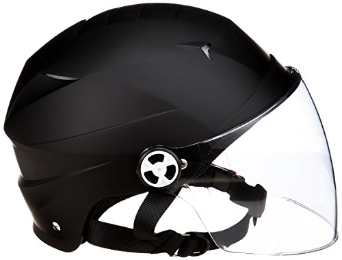 リード工業 バイクヘルメット ハーフ シールド付 マットブラック RE41 LL (頭囲 61cm~62cm未満)