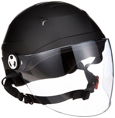 リード工業 バイクヘルメット ハーフ シールド付 マットブラック RE41 LL (頭囲 61cm~62cm未満)