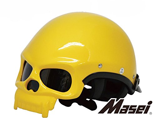 ハーフヘルメット半キャップスカルフェイス419 ドクロイエローL Masei(マセイ) MA-419-YE-L
