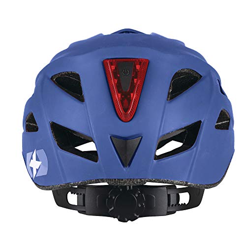 オックスフォード(OXFORD) 自転車ヘルメット LEDライト付き 光る メトロ-VヘルメットMマットブルー ケーブルロック付き L1704.11