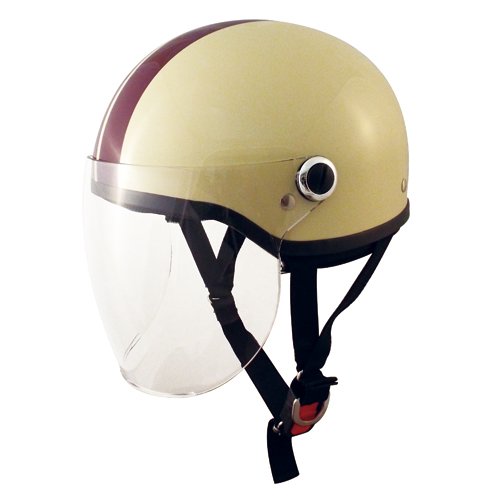 TNK シールド付ハーフ型ヘルメット SQ-32 アイボリー/ブラウン FREE(58-59㎝) 51189