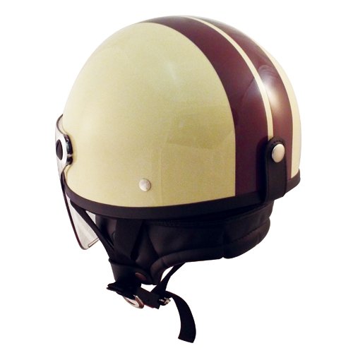 TNK シールド付ハーフ型ヘルメット SQ-32 アイボリー/ブラウン FREE(58-59㎝) 51189